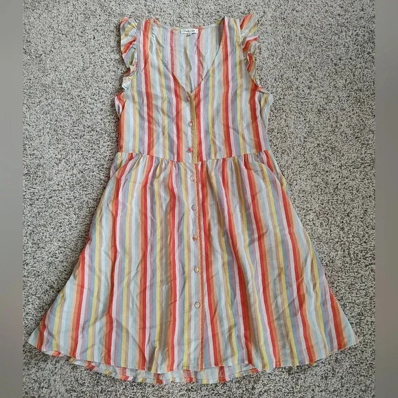 Anthropology Another Love Rumi button front dress oceanside stripe Small - Picture 4 of 9